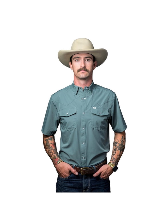 Ferrell Mens Aqua Vented Pearl Snap S/S Shirt