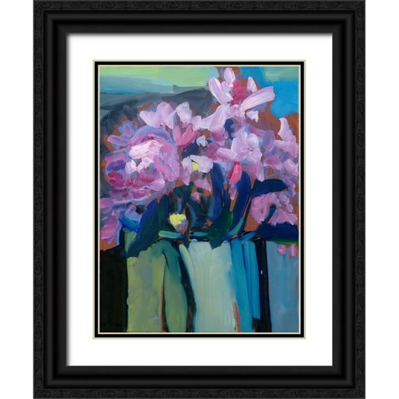 Ferrell, Erin McGee 15x18 Black Ornate Wood Framed with Double Matting Museum Art Print Titled - Violet Spring Flowers III