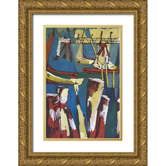 Ferrell, Erin McGee 17x24 Gold Ornate Wood Framed with Double Matting Museum Art Print Titled - Maine Sails Portland I