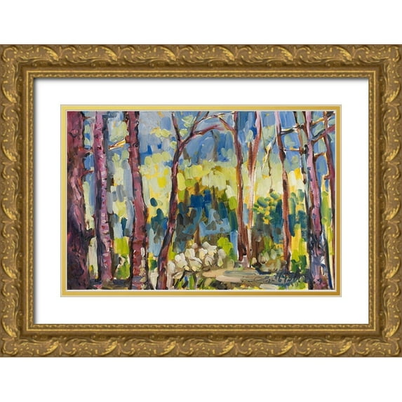 Ferrell, Erin McGee 18x13 Gold Ornate Wood Framed with Double Matting Museum Art Print Titled - Brushy Treeline I