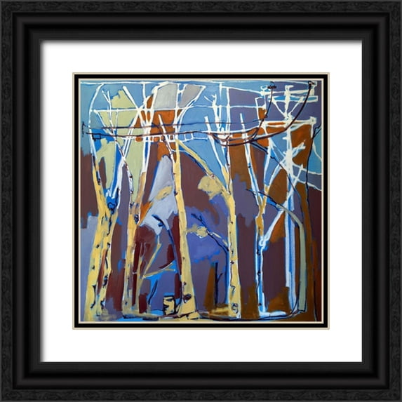 Ferrell, Erin McGee 26x26 Black Ornate Wood Framed with Double Matting Museum Art Print Titled - Trees and Wires II