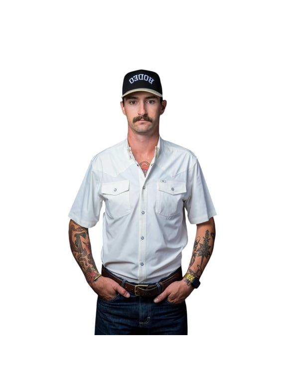 Brands Inc Ferrell Mens White Vented Pearl Snap Shirt