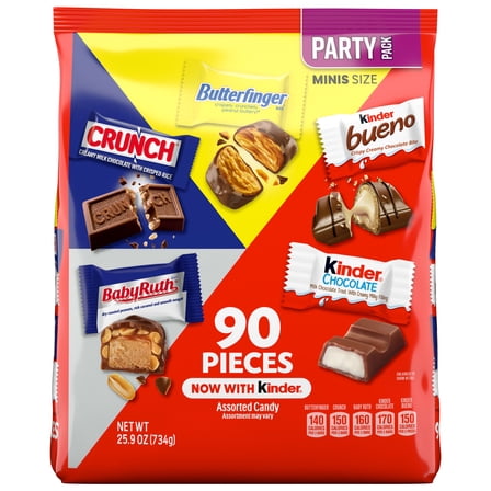 Butterfinger, Crunch, Baby Ruth with Kinder Bueno and Kinder Chocolate Mini, 90ct, 25.9oz Bag