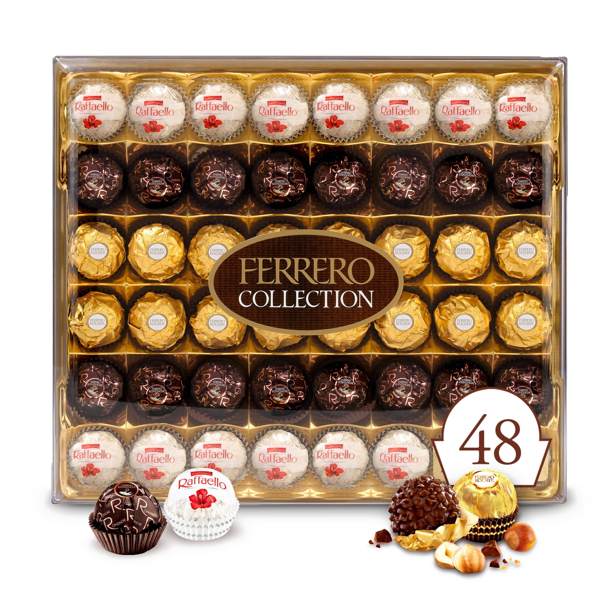 And Premium Chocolate, Assorted Holiday Ferrero Chocolates, Hazelnut Count, Gourmet Luxury Box, Gift Oz Chocolate Milk Coconut Dark 48 18.2 Collection, Chocolate