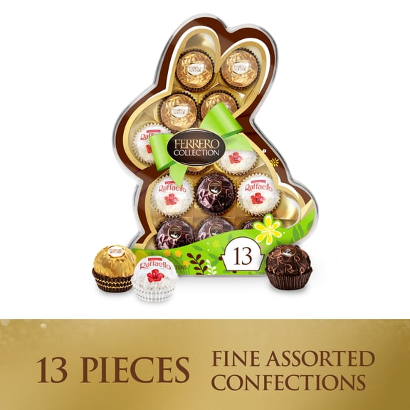 Ferrero Collection, Easter Bunny Gift Box, 13 Assorted Hazelnut, Dark Chocolate and Coconut Treats, 5 oz