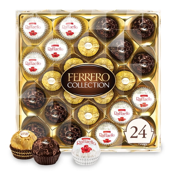 Ferrero Collection Gourmet Gift Box, 24 Assorted Chocolate with Dark Chocolate, Coconut, and Milk Chocolate, 9.1 oz