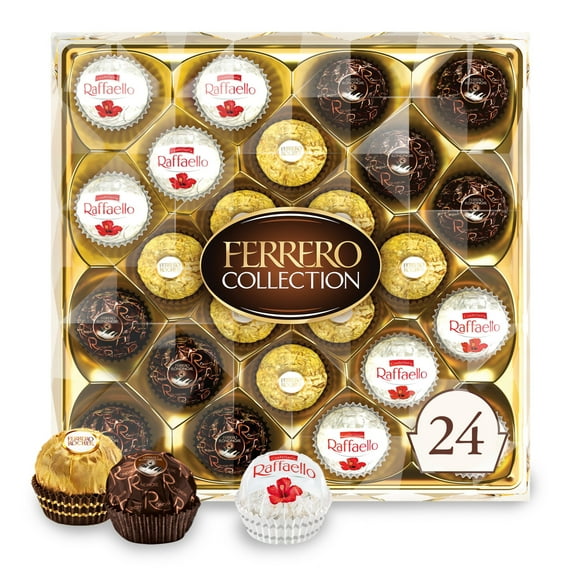Ferrero Collection Gourmet Gift Box, 24 Assorted Chocolate with Dark Chocolate, Coconut, and Milk Chocolate, 9.1 oz