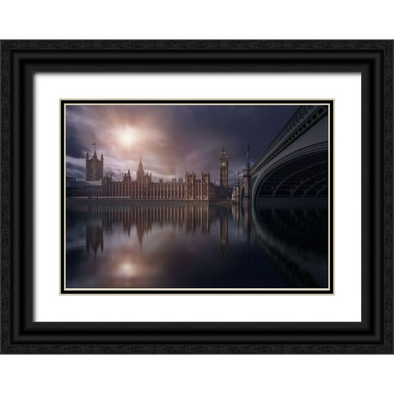 Ferrero, Ivan 14x11 Black Ornate Wood Framed with Double Matting Museum Art Print Titled - House Of Parliament