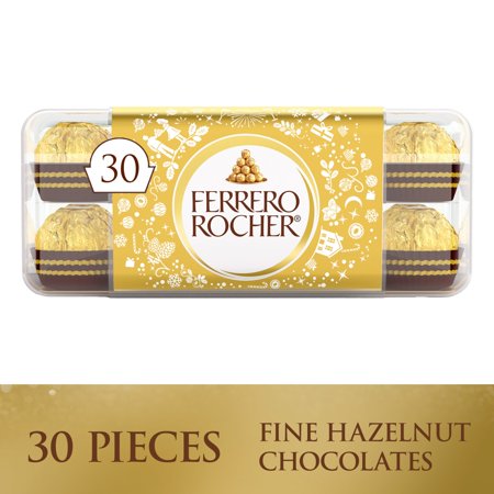 Ferrero Rocher, Premium Gourmet Milk Chocolate Hazelnut, Individually Wrapped, Chocolate Gift Box, 30 Count, 13.2 oz