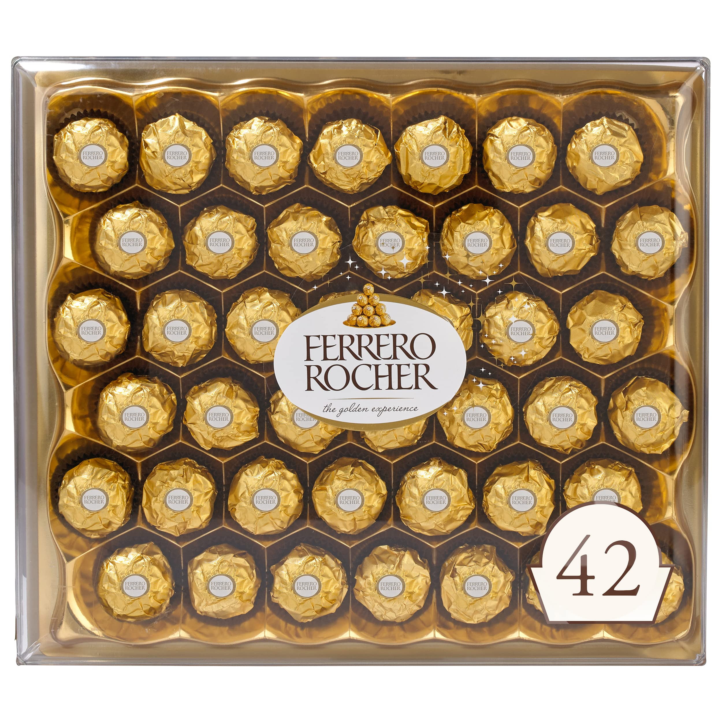 Ferrero Rocher, 42 Count, Premium Milk Chocolate Hazelnut, Chocolates for Gifting, 18.5 oz YU4