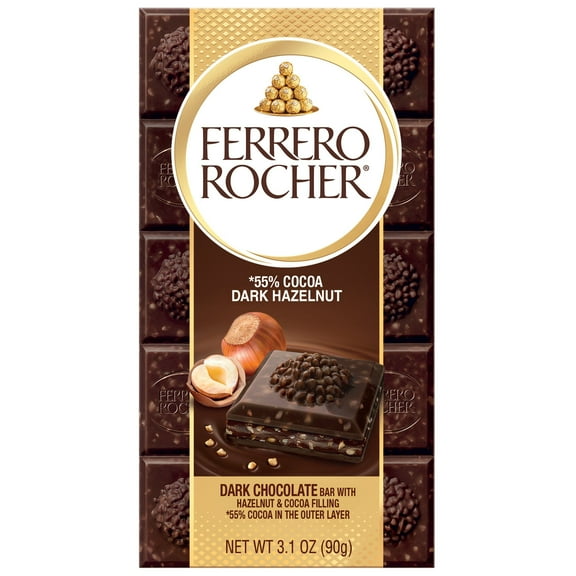 Ferrero Rocher 55% Cocoa DarkHazelnut Chocolate Bar - 3.25 oz (Pack of 2)