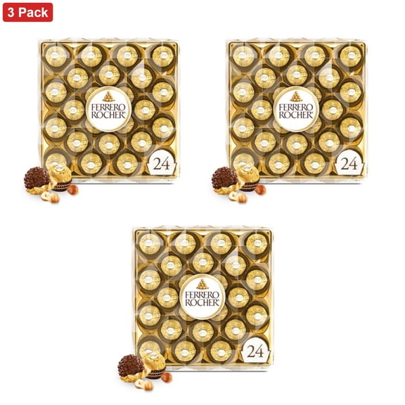 Ferrero Rocher Candy Fine Hazelnut Chocolates 24ct