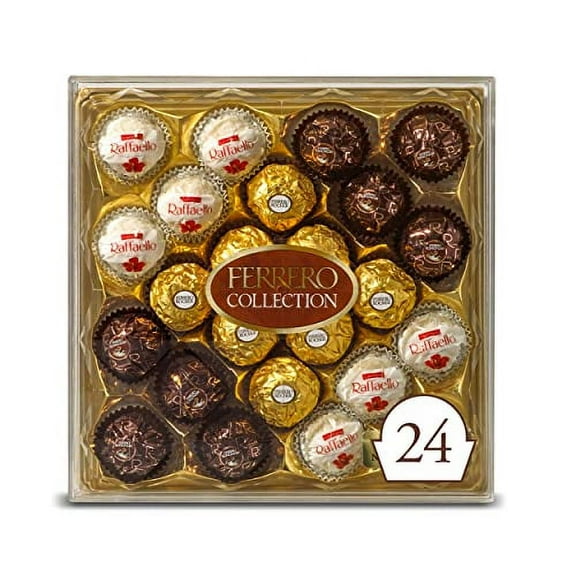 Ferrero Collection Premium Gourmet Assorted Hazelnut Milk Chocolate, Dark Chocolate and Coconut, Great Holiday Gift Box, 9.1 oz, 24 Count