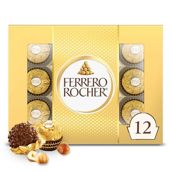 Ferrero Rocher Fine Hazelnut Chocolate Candy - 5.3oz/12ct - Pack of 2