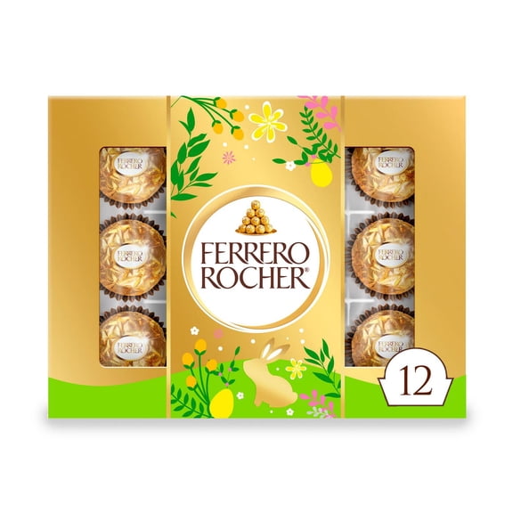 Ferrero Rocher Fine Hazelnut Chocolates Easter Gift Box, 12 pc - 5.4 oz- Pack of 2