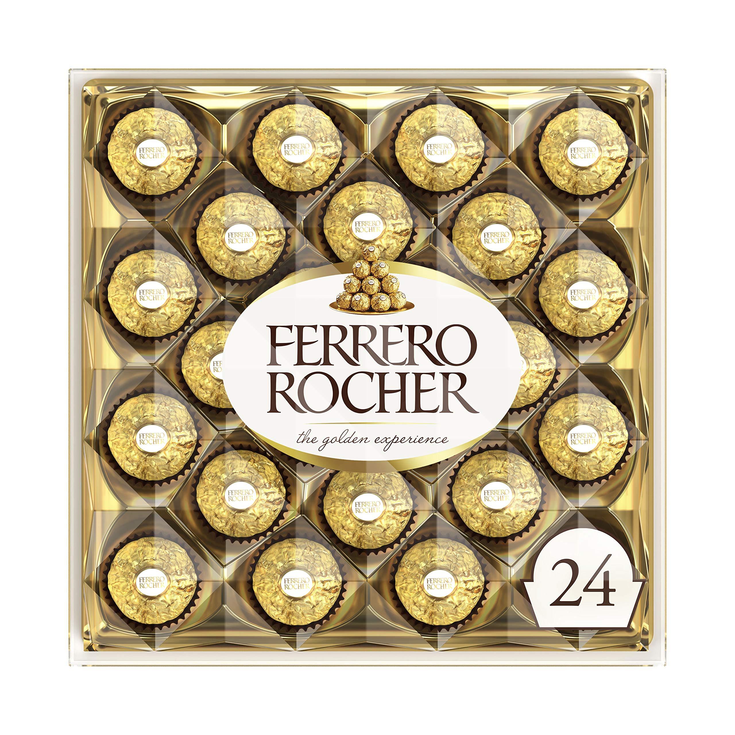 Ferrero Rocher Fine Hazelnut Milk Chocolate, 24 Count, Chocolate Candy Gift Box, 10.5 oz 24 Count (Pack of 1) Ferrero Rocher - image 1 of 7