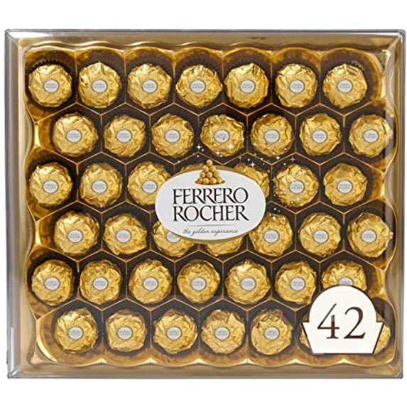 Ferrero Rocher Fine Hazelnut Milk Chocolate, 42 Count, Chocolate Candy Gift Box, 18.5 Oz, Perfect For Easter Gifting
