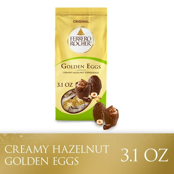 Ferrero Rocher Golden Eggs, Premium Gourmet Milk Chocolate Individually Wrapped Candy for Easter Baskets, 3.1 oz