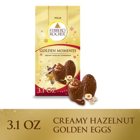 Ferrero Rocher Golden Moments, Premium Milk Chocolate Hazelnut, Individually Wrapped Holiday Chocolate, 3.1 oz bag