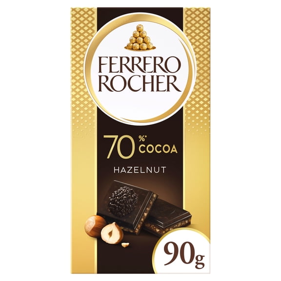 Ferrero Rocher Hazelnut & 70% Dark Chocolate Bar 90g, Imported from Britain