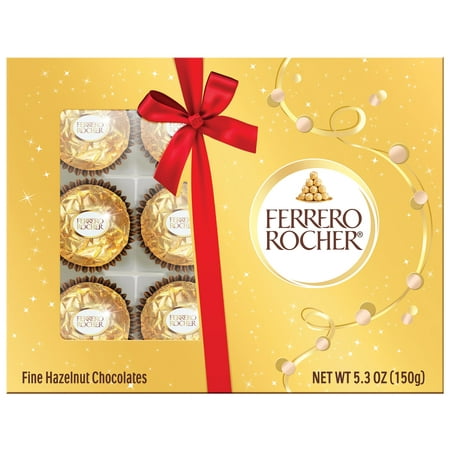 Ferrero Rocher Premium Milk Chocolate Hazelnut, Luxury Chocolate Holiday Gift, 12 Count
