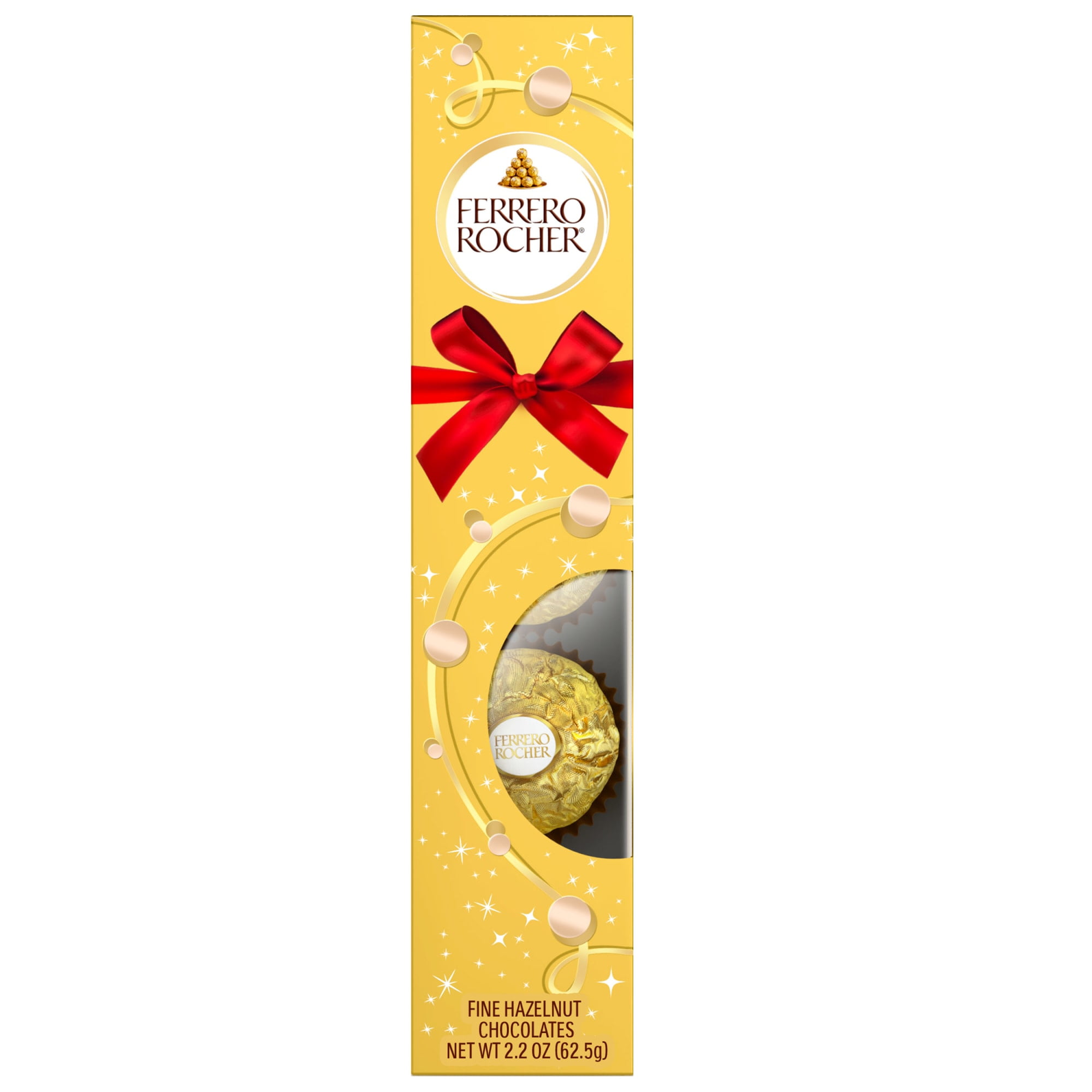 Ferrero Rocher, Premium Milk Chocolate Hazelnut, Individually Wrapped, 5-Count Holiday Chocolate Gift Box, 2.2 oz