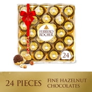Ferrero Rocher Gourmet Hazelnut Milk Chocolate Valentine’s Day Gift Box, 24 Individually Wrapped Chocolates for Gifting, 10.6 oz