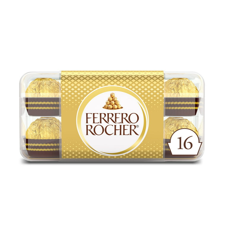 Ferrero Rocher Premium Milk Chocolate Hazelnut, Valentines Chocolate Gift  Box, 7 oz, 16 Ct