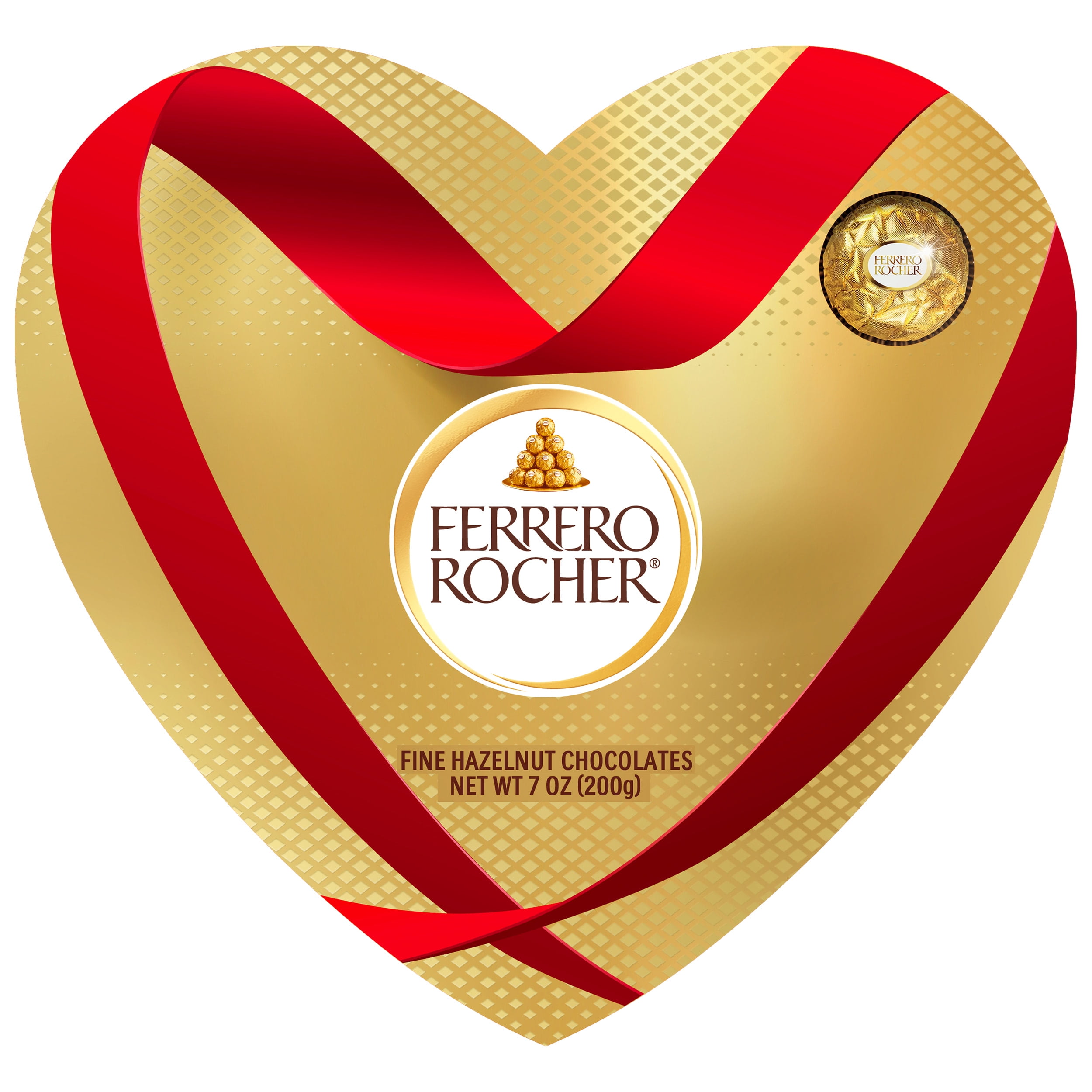 Ferrero Rocher Fine Hazelnut Chocolates, Valentines Day Heart Gift Box, 16 Piece Premium Chocolate for Gifting, 7 oz