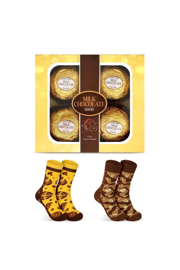 Funny Chocolate Socks Gift Box for Men Women Teen Boys - Funny Novelty Funky Crazy Cool Food Socks Gifts Set for Chocolate Lovers - Fathers Birthday Fun Christmas Gift Ideas Stocking Stuffers