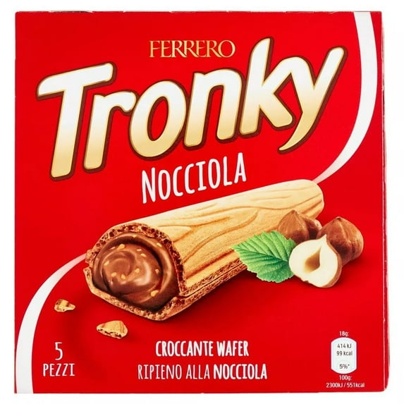 Ferrero Tronky Crunchy Wafer Chocolate Bars with Hazelnut and Cocoa 5 Pieces Pack 90g 3.1oz Fresh ITALY Imported