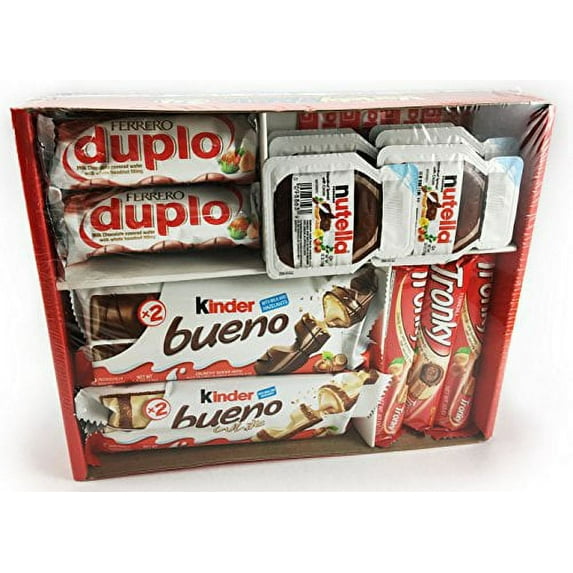 Ferrero Variety Pack (24 count) Assorted Hazelnut Chocolates and Hazelnut Spread - Kinder Bueno| Kinder Bueno White| Nutella| Tronky| Duplo Image 1 of 2 Ferrero Variety Pack (24 count) Assorted Hazel