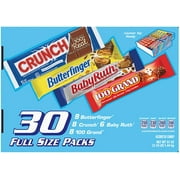 Ferrero Variety Pack 30 Candy Bars (8 Butterfinger, 8Crunch, 8-100 Grand, 6BabyRuth)
