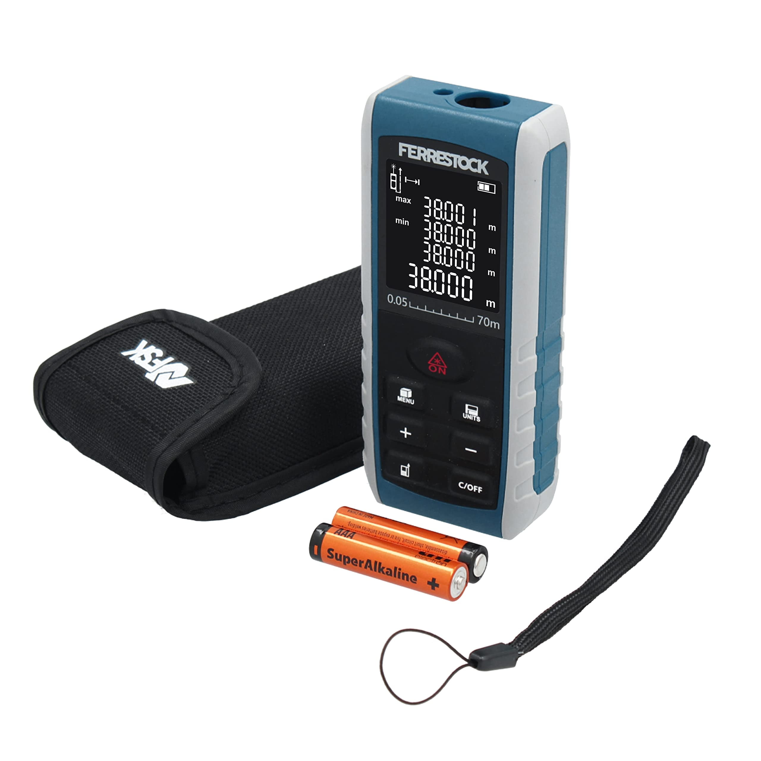 Ferrestock FSKLDM070 Laser Distance Meter up to 70 Metres, LCD Display ...