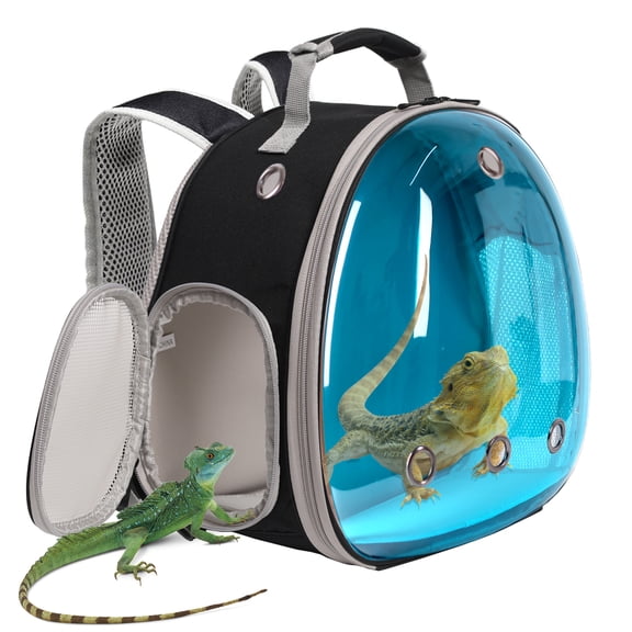 Small Animal Backpack Carrier, Bearded Dragon Carrier Backpack with Clear Bubble Window,Small Animal Travel Backpack for Hedgehog Rat Parrot,Rabbit,Sugar Glider,Airline Approved