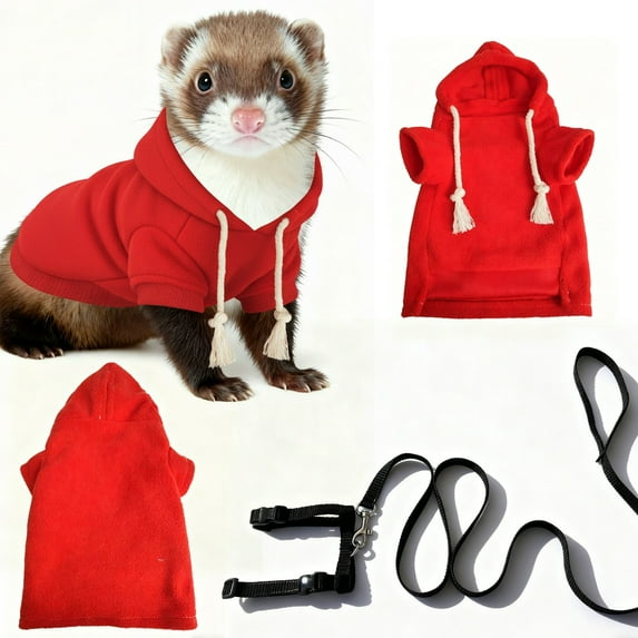 Ferret Clothes for Pets | with Harness Soft Comfortable Fun Sweatshirt | Small Pets Hoodie | for Bunny Squirrels Chinchilla Chihuahua Pet