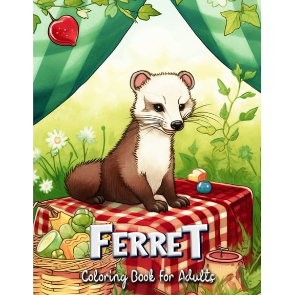 Ferret Coloring Book for Adults: Featuring Adorable Ferrets in Different Settings and Scenes, (Paperback)