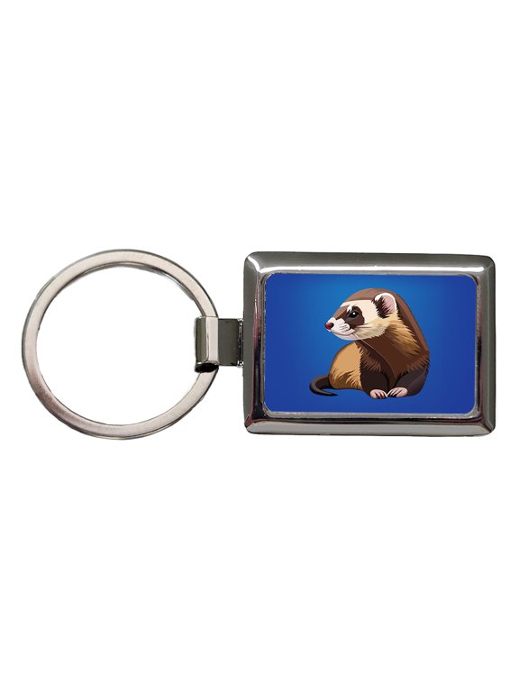 Ferret Friend Metal Rectangle Keychain