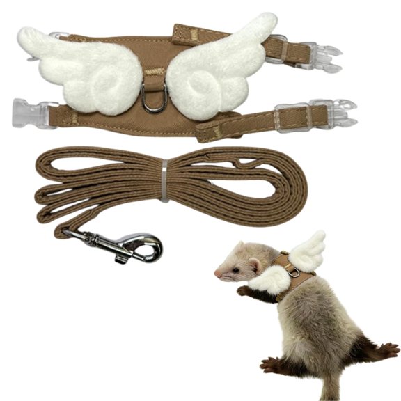 Ferret Harness and Leash with Adjustable Buckle for Small Pets, Soft Breathable Walking Vest with Angel Wings for Guinea Pig, Bunny, Rabbit, Kitten, Chinchilla