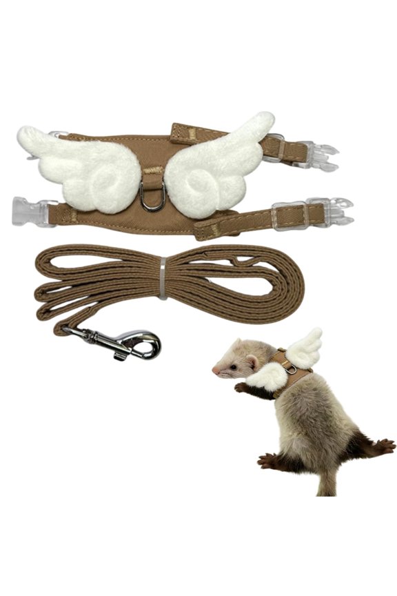 Ferret Harness and Leash with Adjustable Buckle for Small Pets, Soft Breathable Walking Vest with Angel Wings for Guinea Pig, Bunny, Rabbit, Kitten, Chinchilla