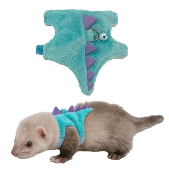 Ferret Harness and Leash Set Small Animals Vest Harness with Safe Bell Dinosaur Shaped Leash Set for Baby Rabbit Guinea Pig Teacup Chihuahua Kitten and Other Small Pets