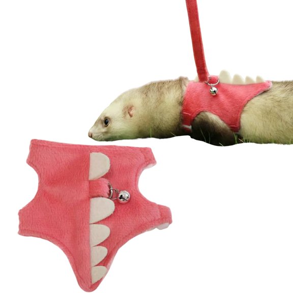 Ferret Harness and Leash Set Small Animals Vest Harness with Safe Bell Dinosaur Shaped Leash Set for Baby Rabbit Guinea Pig Teacup Chihuahua Kitten and Other Small Pets