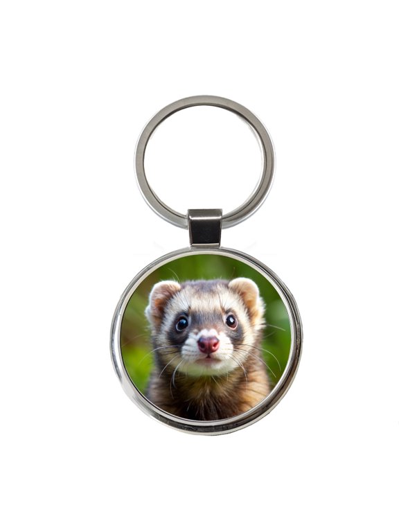 Ferret Metal Round Keychain