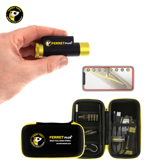 Ferret Plus  Multipurpose Wireless Inspection Camera, borescope, & cable pulling tool - NOW with built-in on-board memory at 1080p and non-contact voltage detector