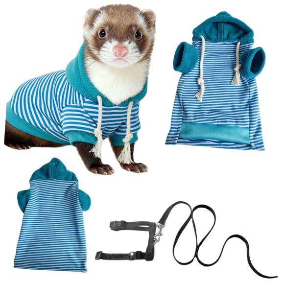 Ferrets Hoodie And Harness Leash Set For Outdoor Activity Fleece Sweatershirt Secure Leash Ensures Safety for Pet Walking