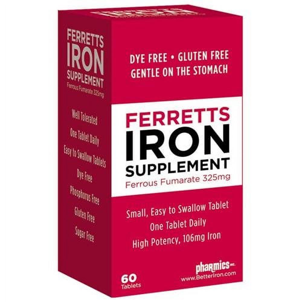 Ferrets High Potency Elemental Iron Supplement, Ferrous Fumarate 325mg ...