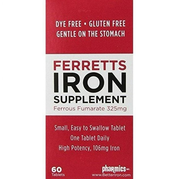 Ferretts Iron Supplement Ferrous Fumerate, 60 ct