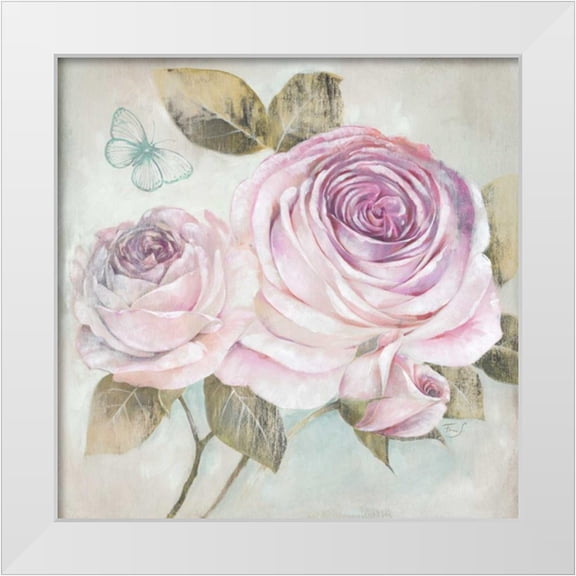 Ferri, Stefania 26x26 White Modern Wood Framed Museum Art Print Titled - Rose Shimmer