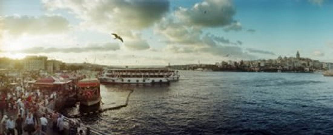 Ferries along the Bosphorus Istanbul Turkey Canvas Art - Panoramic Images (15 x 6)