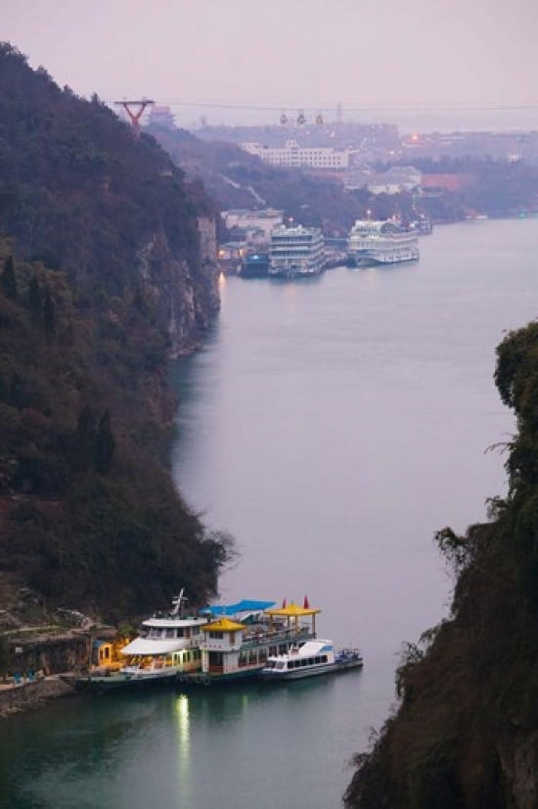 Ferries at anchor Yangtze River Yichang Hubei Province China Canvas Art - Panoramic Images (24 x 36)